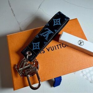 Louis Vuitton Black and Blue Monogram Strap Key Holder
